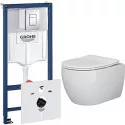 Унитаз с инсталляцией Ceramicanova Play CN3001 + Grohe Rapid SL 38775001 с сиденьем Микролифт и клавишей смыва Хром
