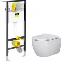 Унитаз с инсталляцией Ceramicanova Play CN3001 + Viega Prevista Dry 8524.14 792596 с сиденьем Микролифт и клавишей смыва Хром