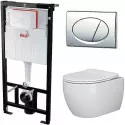Унитаз с инсталляцией Ceramicanova Play CN3001 + Alcaplast Sadromodul AM101/1120-3:1 RU M71-0001 с сиденьем Микролифт и клавишей смыва Хром