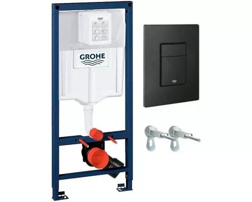 Комплект унитаза Ceramicanova Union CN4009T с инсталляцией Grohe Rapid SL 38811KF0 с сиденьем Микролифт и Черной матовой клавишей смыва