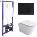 Комплект унитаза Ceramicanova Union CN4009T с инсталляцией Berges Novum D5 040235 с сиденьем Микролифт и Черной матовой клавишей смыва Комплект унитаза Ceramicanova Union CN4009T с инсталляцией Berges Novum D5 040235 с сиденьем Микролифт и Черной матовой клавишей смыва