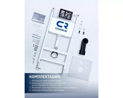 Комплект унитаза Ceramicanova Uno Rimless CN11001 с инсталляцией Charus City CR.200.21.01 с сиденьем Микролифт и клавишей смыва Хром глянцевый