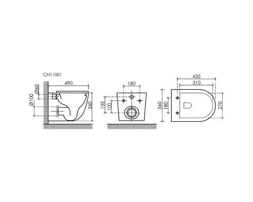Комплект унитаза Ceramicanova Uno Rimless CN11001 с инсталляцией Charus City CR.200.21.01 с сиденьем Микролифт и клавишей смыва Хром глянцевый