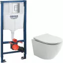 Комплект унитаза Ceramicanova Uno Rimless CN11001 с инсталляцией Grohe Rapid SL 38772001 с сиденьем Микролифт и клавишей смыва Хром