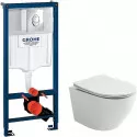 Комплект унитаза Ceramicanova Uno Rimless CN11001 с инсталляцией Grohe Rapid SL 38721001 с сиденьем Микролифт и клавишей смыва Хром