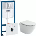Комплект унитаза Ceramicanova Uno Rimless CN11001 с инсталляцией Grohe Rapid SL 38775001 с сиденьем Микролифт и клавишей смыва Хром