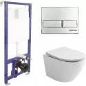 Комплект унитаза Ceramicanova Uno Rimless CN11001 с инсталляцией Berges Novum L3 040213 с сиденьем Микролифт и клавишей смыва Хром