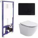 Комплект унитаза Ceramicanova Uno Rimless CN11001 с инсталляцией Berges Novum D5 040235 с сиденьем Микролифт и Черной матовой клавишей смыва