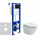 Комплект унитаза Ceramicanova Uno Rimless CN11001 с инсталляцией Berges Atom 410 040340 с сиденьем Микролифт и Черной матовой клавишей смыва