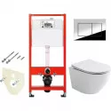 Комплект унитаза Ceramicanova Uno Rimless CN11001 с инсталляцией Tece Profil 9400412 с сиденьем Микролифт и клавишей смыва Хром глянцевый