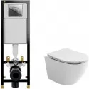 Комплект унитаза Ceramicanova Uno Rimless CN11001 с инсталляцией Cersanit Black 35 S-IN-BLACK-Cg-w с сиденьем Микролифт и клавишей смыва Хром
