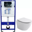 Комплект унитаза Ceramicanova Uno Rimless CN11001 с инсталляцией WellWant Standart 50 WWISI1110B с сиденьем Микролифт и клавишей смыва Хром глянцевый