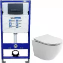 Комплект унитаза Ceramicanova Uno Rimless CN11001 с инсталляцией WellWant Standart 50 WWISI111BB с сиденьем Микролифт и Черной матовой клавишей смыва