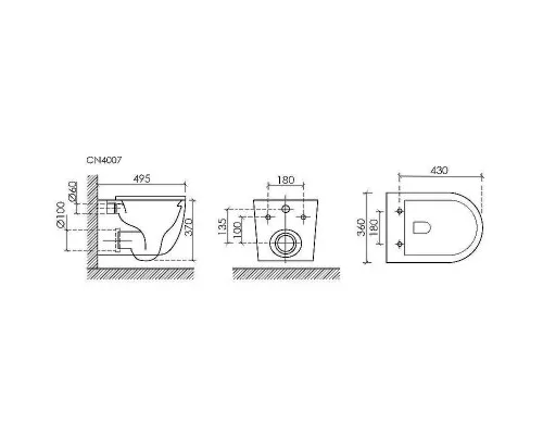 Унитаз Ceramicanova UP Rimless CN4007 подвесной Белый с сиденьем Микролифт