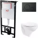 Купить Комплект унитаза Creavit Perla TP320-11CB00E-0000+KC0703.01.0000E с сиденьем Микролифт и инсталляцией Alcaplast Sadroмodul AM101/1120-0001+M678 с Черной матовой клавишей смыва в магазине сантехники Santeh-Crystal.ru