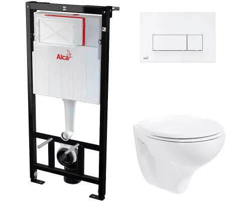 Заказать Комплект унитаза Creavit Perla TP320-11CB00E-0000+KC0703.01.0000E с сиденьем Микролифт и инсталляцией Alcaplast Sadroмodul AM101/1120-0001+M570 с Белой клавишей смыва в магазине сантехники Santeh-Crystal.ru