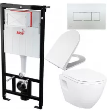 Комплект унитаза Creavit Terra TP325-11CB00E-0000+KC0103.03.0000E с сиденьем Микролифт и инсталляцией Alcaplast Sadroмodul AM101/1120-0001+M371 с клавишей смыва Хром