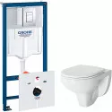 Комплект унитаза Damixa Jupiter DX77C1738SC с инсталляцией Grohe Rapid SL 38775001 с сиденьем Микролифт и клавишей смыва Хром