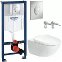 Комплект унитаза Duravit Architec 45720900A1 с инсталляцией Grohe Rapid SL 38721001 с сиденьем Микролифт и клавишей смыва Хром Комплект унитаза Duravit Architec 45720900A1 с инсталляцией Grohe Rapid SL 38721001 с сиденьем Микролифт и клавишей смыва Хром