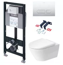 Комплект унитаза Duravit D-Neo с инсталляцией Set_D-Neo_хром с сиденьем Микролифт и клавишей смыва Хром