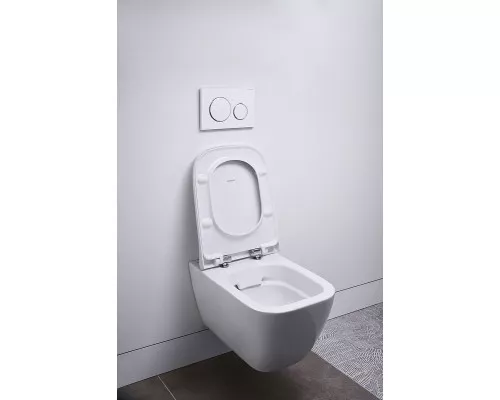 Заказать Унитаз Geberit Smyle Square 500.683.01.1 подвесной с сиденьем Микролифт в магазине сантехники Santeh-Crystal.ru