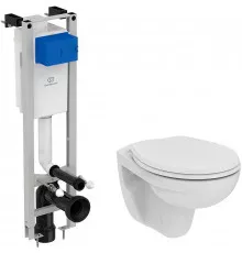 Комплект унитаза с инсталляцией Ideal Standard Prosys Eco Frame Eurovit W660101 с сиденьем Микролифт