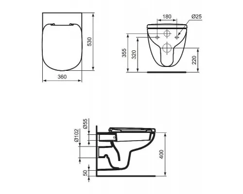 Купить Унитаз Ideal Standard Tempo W941106 подвесной с сиденьем Микролифт в магазине сантехники Santeh-Crystal.ru
