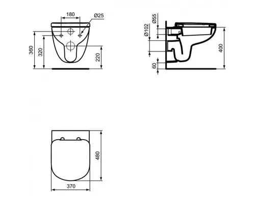 Приобрести Унитаз Ideal Standard Tempo T328801 подвесной без сиденья в магазине сантехники Santeh-Crystal.ru