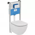 Комплект унитаза с инсталляцией Ideal Standard Tesi PR386801 с сиденьем Микролифт и клавишей смыва Хром
