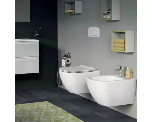 Заказать Комплект унитаза с инсталляцией Ideal Standard Tesi Aqua Blade TT00002/115A6 с сиденьем Микролифт и Черной матовой клавишей смыва в магазине сантехники Santeh-Crystal.ru