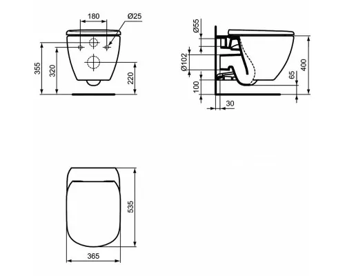 Заказать Комплект унитаза с инсталляцией Ideal Standard Tesi Aqua Blade TT00002/115A6 с сиденьем Микролифт и Черной матовой клавишей смыва в магазине сантехники Santeh-Crystal.ru