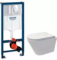 Комплект унитаза Koller Pool Orion OR-0515-RW с инсталляцией Grohe Rapid SL 38721001 с сиденьем Микролифт и клавишей смыва Хром