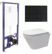 Комплект унитаза Koller Pool Orion OR-0515-RW с инсталляцией Berges Wasserhaus Novum L5 040215 с сиденьем Микролифт и Черной матовой клавишей смыва