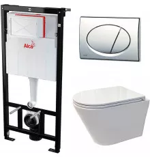 Комплект унитаза Koller Pool Orion OR-0515-RW с инсталляцией Alcaplast Sadromodul AM101/1120-3:1 RU M71-0001 с сиденьем Микролифт и клавишей смыва Хром