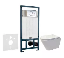 Комплект унитаза Koller Pool Orion OR-0515-RW с сиденьем Микролифт и инсталляцией WeltWasser WW Marberg 507 10000005949+10000005952 с клавишей смыва Хром глянцевый