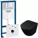 Комплект унитаза Owl 1975 Vind Cirkel-H OWLT190305 с инсталляцией Grohe Rapid SL 38775001 с сиденьем Микролифт и клавишей смыва Хром