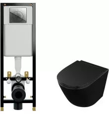 Комплект унитаза Owl 1975 Vind Cirkel-H OWLT190305 с инсталляцией Cersanit Black 35 S-IN-BLACK-Cg-w с сиденьем Микролифт и клавишей смыва Хром