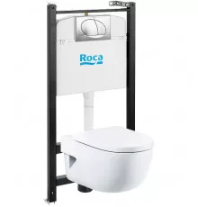 Комплект унитаза с инсталляцией Roca Meridian 7893104110 с сиденьем Микролифт и клавишей смыва Хром