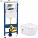 Комплект унитаза Roca Meridian N 346247000+8012A200B с инсталляцией Geberit Duofix Plattenbau Delta UP100 458.125.21.1 с сиденьем Микролифт и клавишей смыва Хром