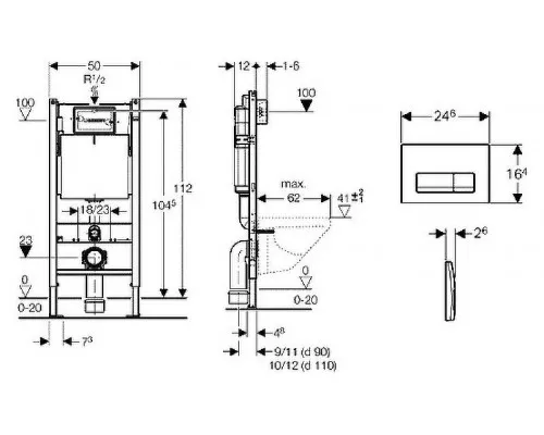 Купить Комплект унитаза Roca Meridian N 346247000+8012A200B с инсталляцией Geberit Duofix Plattenbau Delta UP100 458.125.21.1 с сиденьем Микролифт и клавишей смыва Хром в магазине сантехники Santeh-Crystal.ru