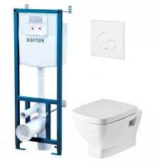 Комплект унитаза с инсталляцией Santek Нео Пэк 1WH302463 с сиденьем Микролифт и Белой клавишей смыва