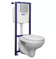 Комплект унитаза с инсталляцией Santeri Альфа 1.3815.9.S00.00B.0 с сиденьем и клавишей смыва Хром