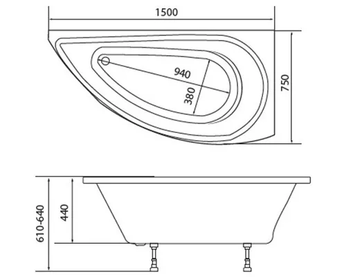 Купить Акриловая ванна 1MarKa Piccolo 150x75 R 01пк1770п без гидромассажа в магазине сантехники Santeh-Crystal.ru