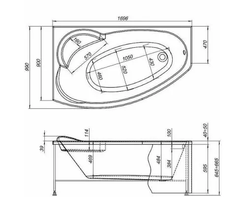 Заказать Акриловая ванна Aquanet Jersey 170x90 R 205329 без гидромассажа в магазине сантехники Santeh-Crystal.ru