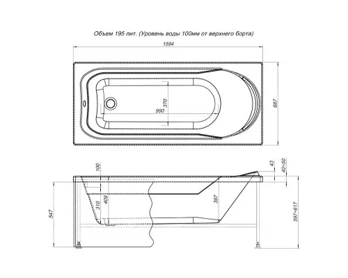 Приобрести Акриловая ванна Aquanet West 160x70 205564 без гидромассажа в магазине сантехники Santeh-Crystal.ru