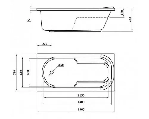 Купить Акриловая ванна Berges Lumbo 150x75 050004 без гидромассажа в магазине сантехники Santeh-Crystal.ru