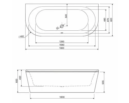 Заказать Акриловая ванна Cezares Metauro 180x80 METAURO-wall-180-80-40-W37 без гидромассажа в магазине сантехники Santeh-Crystal.ru