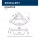 Купить Акриловая ванна Excellent Glamour 150x150 WAEX.GLA15.ULTRA.GL с гидромассажем в магазине сантехники Santeh-Crystal.ru