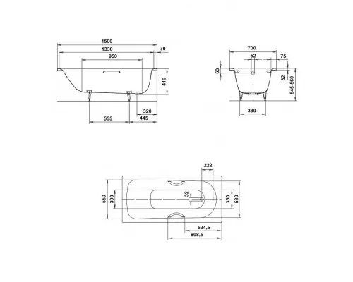 Заказать Стальная ванна Kaldewei Saniform Plus 361-1 150x70 111600010001 без покрытия в магазине сантехники Santeh-Crystal.ru