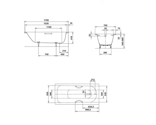 Купить Стальная ванна Kaldewei Saniform Plus 363-1 170x70 111800010001 без покрытия в магазине сантехники Santeh-Crystal.ru